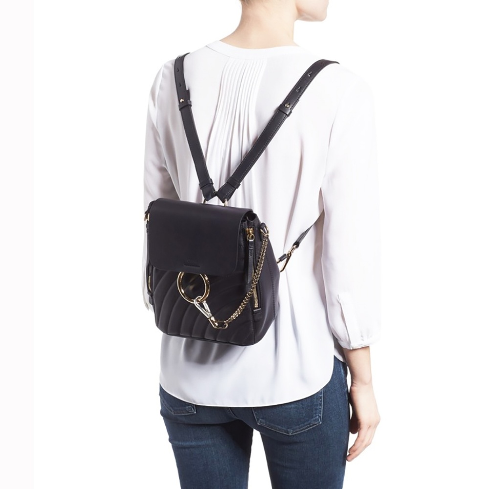 New Small Chloé Faye Quilted Leather Backpack - Picture 8 of 8